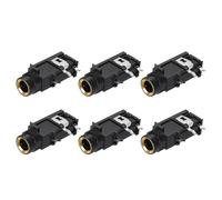 sourcing map 6pcs 1/4" 6.35mm Stereo Audio Jack, 50V 3 Pin Female Gold Plated PCB Mount Jack Video Connectors Stereo Headphone Socket for Headphone, Speaker, Car Audio, 33x17x13mm