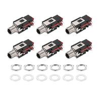 sourcing map 6pcs 1/4" 6.35mm Stereo Audio Jack, 50V 3 Pin Female PCB Mount Jack Video Connectors Stereo Headphone Socket with Nuts&Spacer for Headphone, Speaker, Car Audio, 36x17x13mm