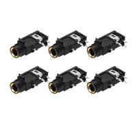 sourcing map 6pcs 1/4" 6.35mm Stereo Audio Jack, 50V 4 Pin Female Gold Plated PCB Mount Jack Video Connectors Stereo Headphone Socket for Headphone, Speaker, Car Audio, 33x17x13mm