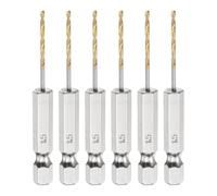 sourcing map 6pcs 1/4" Hex Shank Titanium Twist Drill Bit 1.5mm Drilling Dia 60mm Length High Speed Steel Drills for Hardened Metal, Stainless Steel, Cast Iron, Wood, Plastic