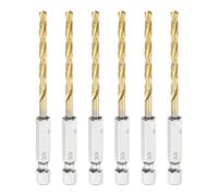 sourcing map 6pcs 1/4" Hex Shank Titanium Twist Drill Bit 3.5mm Drilling Dia 88mm Length High Speed Steel Drills for Hardened Metal, Stainless Steel, Cast Iron, Wood, Plastic