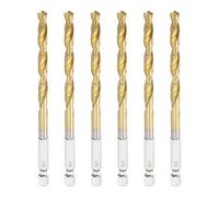 sourcing map 6pcs 1/4" Hex Shank Titanium Twist Drill Bit 6.2mm Drilling Dia 120mm Length High Speed Steel Drills for Hardened Metal, Stainless Steel, Cast Iron, Wood, Plastic