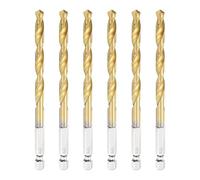 sourcing map 6pcs 1/4" Hex Shank Titanium Twist Drill Bit 6.5mm Drilling Dia 120mm Length High Speed Steel Drills for Hardened Metal, Stainless Steel, Cast Iron, Wood, Plastic