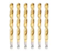 sourcing map 6pcs 1/4" Hex Shank Titanium Twist Drill Bit 8.5mm Drilling Dia 117mm Length High Speed Steel Drills for Hardened Metal, Stainless Steel, Cast Iron, Wood, Plastic