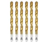 sourcing map 6pcs 1/4" Hex Shank Twist Drill Bits 7.5mm Titanium Coated High Speed Steel Quick Change Hex Drilling Bit Jobber Drill Bits for Wood Plastic Metal, Gold