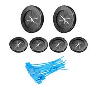 sourcing map 6Pcs 1-5/8"(42mm) ID, 2" (50mm) Drill Hole, Double Sided Grommets Round Firewall Hole Plug with Marker Cable Ties for Home Office Cable Wire Protection, Black