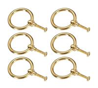 sourcing map 6Pcs 1.57 Inch Brass Drawer Pulls and Knobs Cupboard Cabinet Drawer Rings Pulls Knob with Screws for Dresser Cabinet Closet Cupboard, Gold Tone