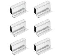sourcing map 6Pcs 1.6 Inch Glass Finger Edge Pull, Steel Window Display Door Clips, Concealed Cabinet Door Handle for Drawers, Wardrobes, Display Glass Case, Furniture, Pearl Chrome