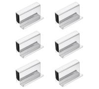 sourcing map 6Pcs 1.6 Inch Glass Finger Edge Pull, Steel Window Display Door Clips, Concealed Cabinet Door Handle for Drawers, Wardrobes, Display Glass Case, Furniture, Chrome Plating