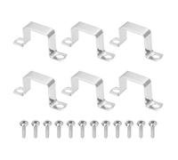 sourcing map 6pcs 1.6" x 1.6" Square Pipe Clamp, 304 Stainless Steel U Shaped Connector Bracket Heavy Duty Tube Strap Buckle with Self-Tapping Screws for Tube Installation