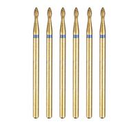 sourcing map 6pcs 120-140 Grits Diamond Grinding Bit 1.8mm Oval Head 2.35mm Shank 3.7mm Length Titanium Plated Stone Sanding Drill Bits Rotary Tool for Nails Grinding Polishing