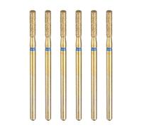 sourcing map 6pcs 120-140 Grits Diamond Grinding Bit 2.3mm Cylinder Head 2.35mm Shank 10mm Length Titanium Plated Stone Sanding Drill Bits Rotary Tool for Nails Grinding Polishing