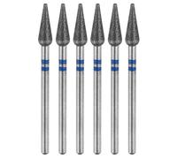 sourcing map 6pcs 120-140 Grits Diamond Grinding Bit 4.2mm Bullet-Head 2.35mm Shank 12mm Length Stone Sanding Drill Bits Rotary Tool for Ceramic Glass Nails Grinding Polishing, Blue