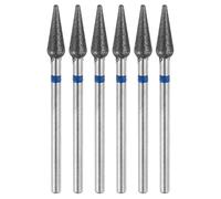 sourcing map 6pcs 120-140 Grits Diamond Grinding Bit 4.2mm Bullet-Head 2.35mm Shank 12mm Length Stone Sanding Drill Bits Rotary Tool for Ceramic Glass Nails Grinding Polishing