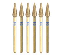 sourcing map 6pcs 120-140 Grits Diamond Grinding Bit 4.2mm Bullet-Head 2.35mm Shank 12mm Length Titanium Plated Stone Sanding Drill Bits Rotary Tool for Nails Grinding Polishing, Blue