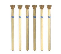 sourcing map 6pcs 120-140 Grits Diamond Grinding Bit 4mm Inverted Cone Head 2.35mm Shank 3mm Length Titanium Plated Stone Sanding Drill Bits Rotary Tool for Nails Grinding Polishing