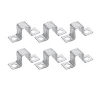sourcing map 6Pcs 16x25 mm U Shaped Connector Bracket, Square Tube Strap Clamp Galvanized Steel Pipe Clamp Wood Deck Fence Post Tie for Water Pipes Stairs Railing Installation, Silver