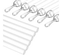 sourcing map 6Pcs 17" Acrylic Drapery Wand, Invisible Curtain Pull Rod with Hook, Universal Tilt Wand Replacement Part for High Hanging Curtain Opening-Closing, Clear