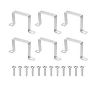 sourcing map 6pcs 2-3/4" x 2-3/4" Square Pipe Clamp, 304 Stainless Steel U Shaped Connector Bracket Heavy Duty Tube Strap Buckle with Self-Tapping Screws for Tube Installation