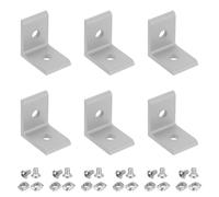 sourcing map 6Pcs 2 Hole Inside Corner Bracket, L Bracket Connector for 1515A Aluminum Extrusion Profile 6.2mm T-Slot with Nuts Screws for Furniture, Framing Structures, Silver