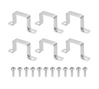 sourcing map 6pcs 2" x 2" Square Pipe Clamp, 304 Stainless Steel U Shaped Connector Bracket Heavy Duty Tube Strap Buckle with Self-Tapping Screws for Tube Installation