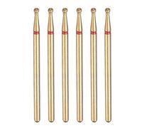 sourcing map 6pcs 200-230 Grits Diamond Grinding Bit 1.8mm Ball Head 2.35mm Shank 1.8mm Length Titanium Plated Stone Sanding Drill Bits Rotary Tool for Nails Grinding Polishing