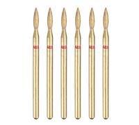 sourcing map 6pcs 200-230 Grits Diamond Grinding Bit 2.1mm Oval Head 2.35mm Shank 8mm Length Titanium Plated Stone Sanding Drill Bits Rotary Tool for Nails Grinding Polishing