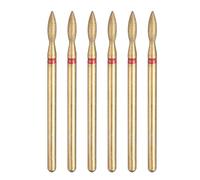 sourcing map 6pcs 200-230 Grits Diamond Grinding Bit 2.3mm Oval Head 2.35mm Shank 8mm Length Titanium Plated Stone Sanding Drill Bits Rotary Tool for Nails Grinding Polishing
