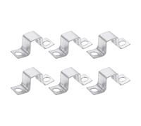 sourcing map 6Pcs 24x31 mm U Shaped Connector Bracket, Square Tube Strap Clamp Galvanized Steel Pipe Clamp Wood Deck Fence Post Tie for Water Pipes Stairs Railing Installation, Silver