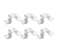 sourcing map 6Pcs 28x30 mm U Shaped Connector Bracket, Square Tube Strap Clamp Galvanized Steel Pipe Clamp Wood Deck Fence Post Tie for Water Pipes Stairs Railing Installation, Silver