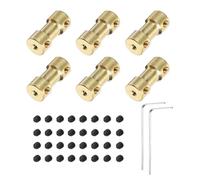 sourcing map 6pcs 2mm to 4mm Brass Shaft Coupling Joint Connector with Screws and Hex Wrench Flexible Motor Shaft Coupler for Car Wheels Tires Shaft Motor