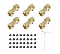 sourcing map 6pcs 2mm to 6mm Brass Shaft Coupling Joint Connector with Screws and Hex Wrench Flexible Motor Shaft Coupler for Car Wheels Tires Shaft Motor