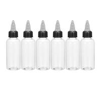 sourcing map 6Pcs 2oz/60ml Squeeze Bottles, Clear Dispensing Bottles with Twist Cap Lids, Plastic Squirt Bottle for Ketchup, Mustard,and Crafts