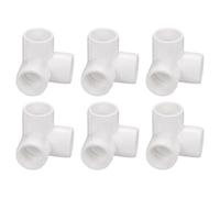 sourcing map 6Pcs 3-Way Pipe Coupling, 1/2" SCH40 PVC Pipe Fittings Elbow Connector, 1" OD Tee 3 Way Slip Socket Adapter for DIY Furniture Shelf Greenhouse Frame Garden Trellis, White