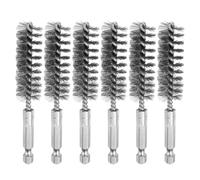sourcing map 6Pcs 304 Stainless Steel Bore Brush 16mm Dia 4" Long Cleaning Twisted Wire Brush with Handle 1/4" Hex Shank for Tubes, Ports, Bearings