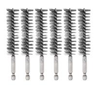 sourcing map 6Pcs 304 Stainless Steel Bore Brush 20mm Dia 4.5" Long Cleaning Twisted Wire Brush with Handle 1/4" Hex Shank for Tubes Ports Bearings, Silver