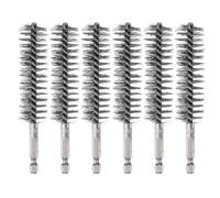 sourcing map 6Pcs 304 Stainless Steel Bore Brush 22mm Dia 4.5" Long Cleaning Twisted Wire Brush with Handle 1/4" Hex Shank for Tubes Ports Bearings, Silver