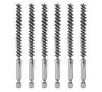 sourcing map 6Pcs 304 Stainless Steel Bore Brush 8mm Dia 4.5" Long Cleaning Twisted Wire Brush with Handle 1/4" Hex Shank for Tubes Ports Bearings, Silver