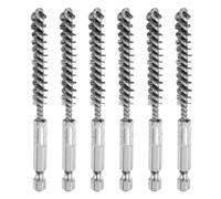 sourcing map 6Pcs 304 Stainless Steel Bore Brush 9mm Dia 4" Long Cleaning Twisted Wire Brush with Handle 1/4" Hex Shank for Tubes, Ports, Bearings