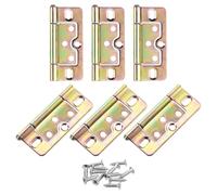 sourcing map 6Pcs 3x1.4 Inch Door Hinges Non-Mortise No Noise Bifold Door Hinges Plating for Cabinet Furniture Window Wardrobe with Screws, Color Zinc