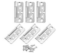 sourcing map 6Pcs 3x1.4 Inch Door Hinges Non-Mortise No Noise Bifold Door Hinges Plating for Cabinet Furniture Window Wardrobe with Screws, Chrome Plating