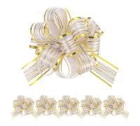 sourcing map 6pcs 4 Inch Large Pull Bows for Gift Wrapping, White Ribbon Bow for Christmas Party Wedding Valentine's Day Presents Gift Baskets Decoration