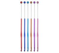 sourcing map 6pcs 4mm Beadable Crochet Hooks Metal Material 18.4cm Yarn Darning Needle for Home Handicrafts with 6 Colors