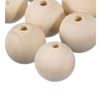 sourcing map 6Pcs 50mm Natural Wood Spacer Beads, 10mm Large Hole Unfinished Round Wooden Beads for DIY Crafting, Jewelry Making Bracelets