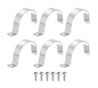 sourcing map 6Pcs 57mm Pipe Clips, 304 Stainless Steel Pipe Clamps One Hold U-Shaped Bracket Tension Tube Strap for Fixing Tube Cable, Silver