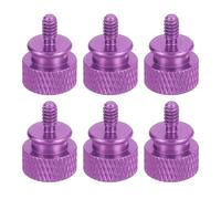 sourcing map 6Pcs #6-32 UNC Aluminum Thumb Screws, 12x16mm(ODxH) Computer Case Thumb Screws for PC Side Panel Motherboard Mounting Screw, Purple