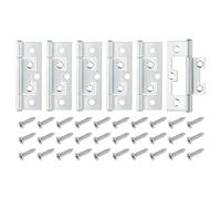sourcing map 6Pcs 6.5 x 3.5cm Non Mortise Butterfly Hinge, Removable Loose Pin Hinge, Iron Cabinet Hinges with Mounting Screws for Doors, Windows, Furniture, Mobile Home/RV, Zinc White