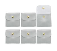 sourcing map 6Pcs 8cm PU Leather Mini Jewelry Pouch, Silver