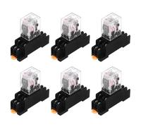 sourcing map 6Pcs AC 110V Electromagnetic Power Relay, 8-Pin 5A Power Coil Relay with LED Indicator and Socket Base DPDT 2NO 2NC - MY2NJ for Industrial, Home Appliances and DIN Rail System