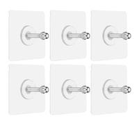 sourcing map 6Pcs Adhesive Wall Mount Screw Hooks, 2.8" Square Drill Free Adhesive Hooks Waterproof Heavy Duty Sticky Wall Mount with M6 Screw Cap Nut for Bathroom Kitchen Hanging Shelf, 32mm